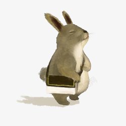 背书包的小灰兔手绘素材