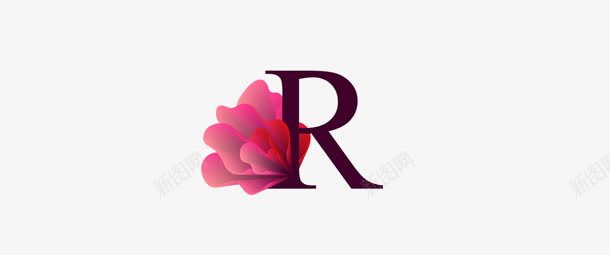 玫瑰主题字母R图标png_新图网 https://ixintu.com 主题 图片 字母 玫瑰