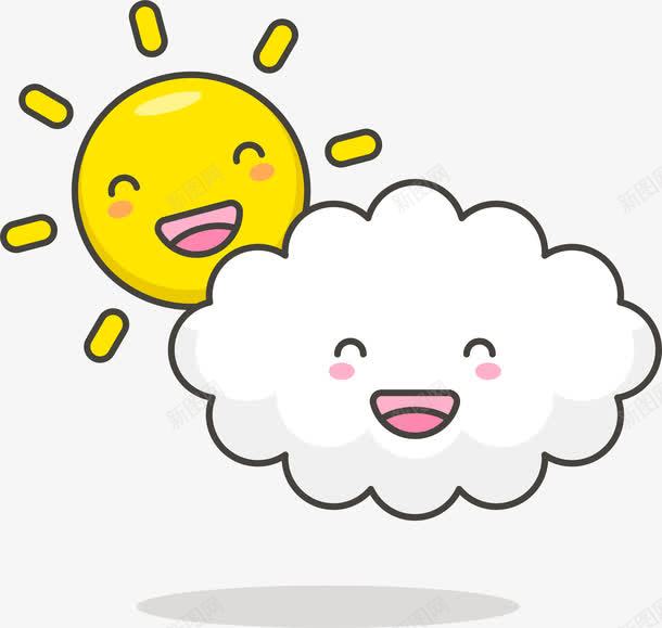 可爱白云和太阳png免抠素材_新图网 https://ixintu.com 卡通儿童 可爱 太阳和白云 拥抱太阳 矢量图案 装饰 贴纸