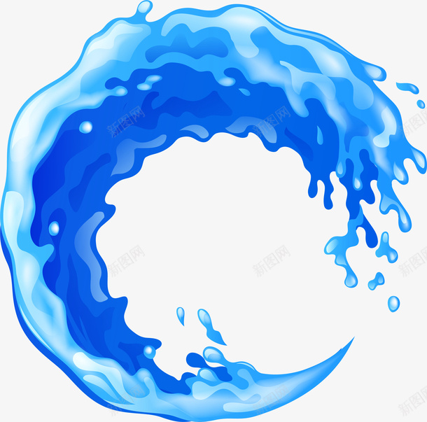 蓝色简约海浪圆圈png免抠素材_新图网 https://ixintu.com 免抠PNG 圆圈 效果元素 浪在夏末 海浪 简约 蓝色