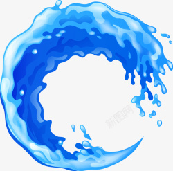 圆圈海浪蓝色简约海浪圆圈高清图片