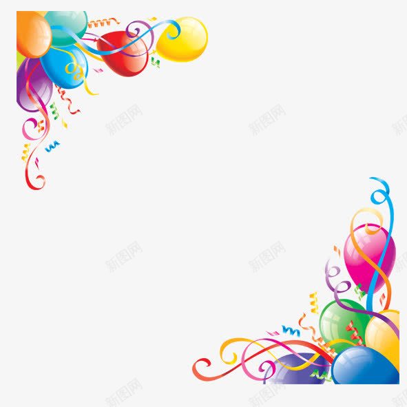 气球彩带边角装饰png免抠素材_新图网 https://ixintu.com 彩带 彩色 气球 节日 装饰 边角