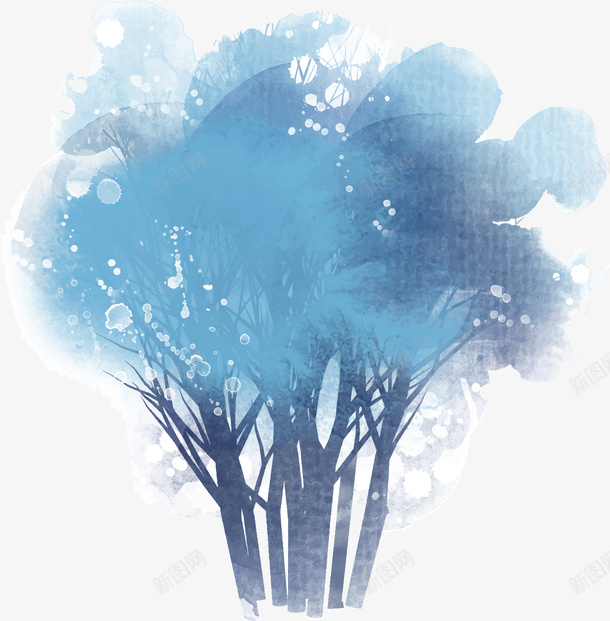 梦幻的淡蓝色树木png免抠素材_新图网 https://ixintu.com 但蓝色 北欧 小清新 手绘 树木 梦幻 水彩 蓝色系列