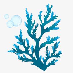 蓝色透明水造型蓝色泡泡水草海草矢量图高清图片