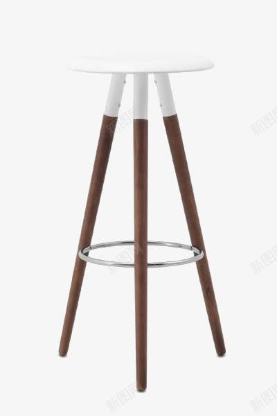 高脚板凳png免抠素材_新图网 https://ixintu.com 产品实物 吧椅 实木椅子 白褐色 简约椅子