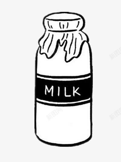 手绘牛奶瓶png免抠素材_新图网 https://ixintu.com 卡通 简约 英文字母 通用装饰