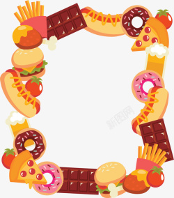 巧克力汉堡甜点快餐美食边框矢量图高清图片