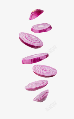 切片食品紫色被切片的洋葱掉落着高清图片