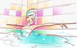 运动沐浴卡通美女素材