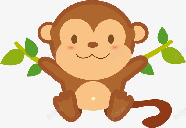 汤秋千的小猴子矢量图eps免抠素材_新图网 https://ixintu.com 享受的小猴子 动物 卡通猴子 可爱猴子 可爱猴子表情 叶子 尽情享受 手绘猴子 水彩 猴子 猴子表情 矢量动物 矢量图 矢量猴子 表情