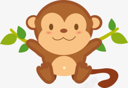 的猴子汤秋千的小猴子矢量图高清图片