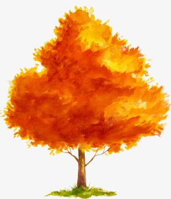 手绘秋天的树木图素材