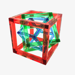 彩色立方体框架素材