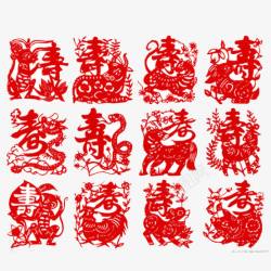 猴子生肖中国剪纸艺术高清图片