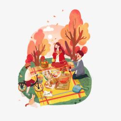 秋游野餐图案素材