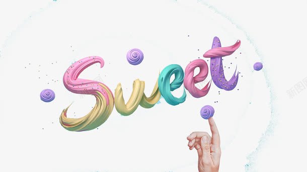 sweet艺术字png免抠素材_新图网 https://ixintu.com 3D素材 c4d模型 sweet 手指 甜点 立体 网页设计素材