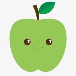 笑脸青苹果可爱扁平化水果青苹果高清图片