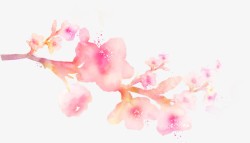 创意手绘水墨水彩桃花素材
