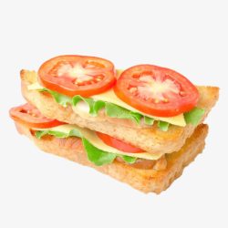 番茄三明治夹着蔬菜水果的汉堡包高清图片