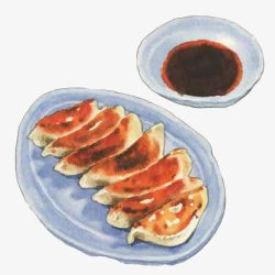 油炸饺子煎饺手绘画片高清图片