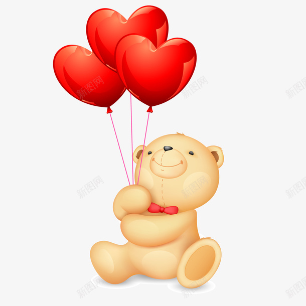 卡通拿着气球的小熊png免抠素材_新图网 https://ixintu.com 公仔设计 动物设计 卡通 小熊 气球 爱心