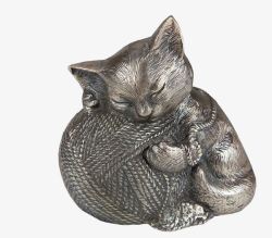 青铜小猫毛线球装饰品素材