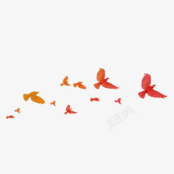 一群飞舞的鸽子彩色渐变鸽子飞舞元素高清图片