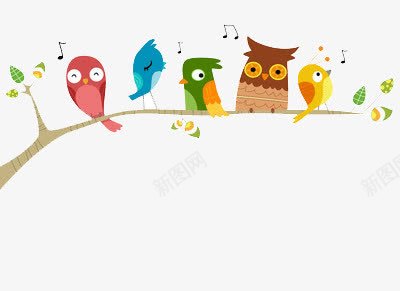 一排会唱歌的小鸟png免抠素材_新图网 https://ixintu.com 春天 欢乐 高兴