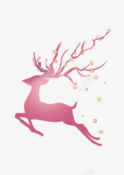 矢量奔跑着的鹿卡通手绘粉色的鹿高清图片