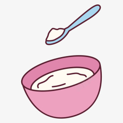 卡通勺子与粉色的碗素材