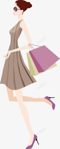 发夹购物袋女性购物的时尚女人高清图片