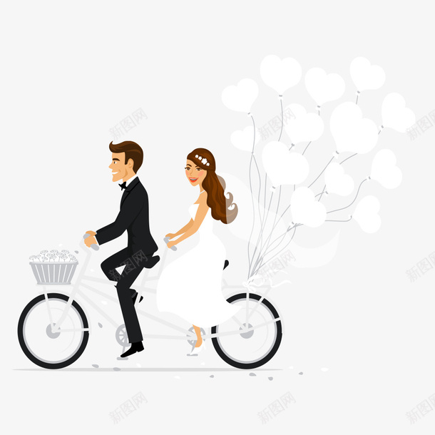 骑着单车去结婚卡通png免抠素材_新图网 https://ixintu.com 卡通 婚姻 婚纱 恋人 情侣 新人 气球 浪漫 爱情 白裙子 结婚 骑单车