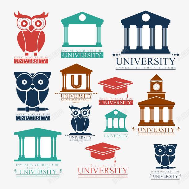 大学图标标识psd_新图网 https://ixintu.com 大学 教育 教育机构 标志 猫头鹰