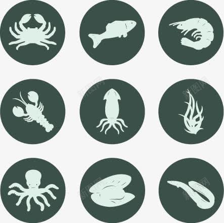手绘海洋生物矢量图图标ai_新图网 https://ixintu.com 图标 手绘 海洋生物 章鱼 螃蟹 龙虾 矢量图