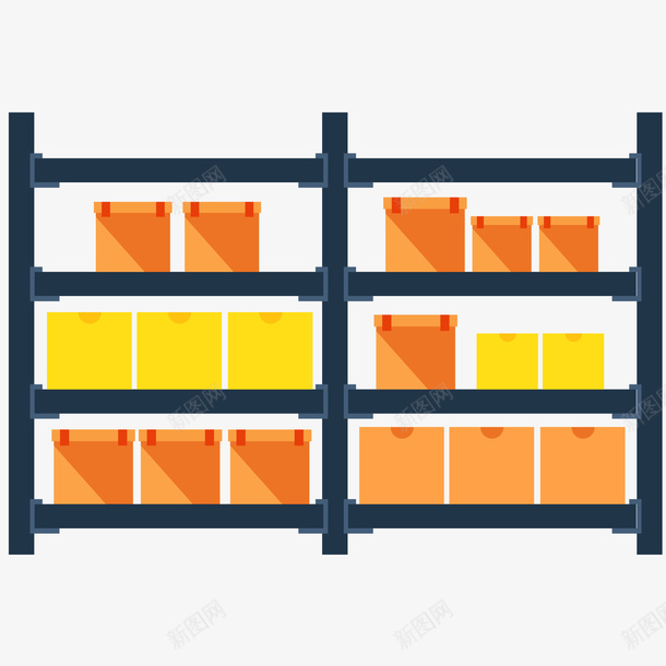 仓库货架上的货物矢量图ai免抠素材_新图网 https://ixintu.com 仓库 分类 扁平化 物流 货架 货物 运输 矢量图