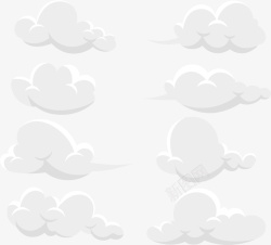 扁平化云朵背景扁平可爱的白云矢量图高清图片