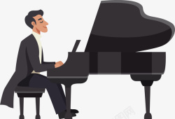 正在弹钢琴的男子素材