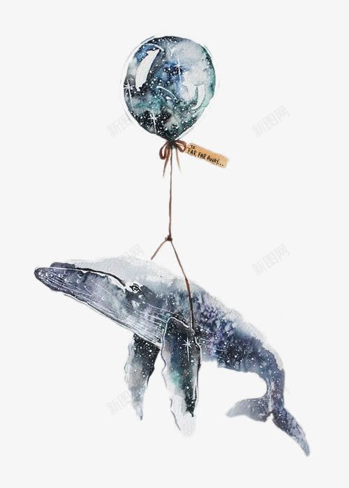 星空气球与鲸鱼png免抠素材_新图网 https://ixintu.com 创意设计 卡通手绘 星空 气球 漫画 鲸鱼