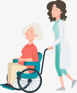 推着轮椅全国助残日老奶奶高清图片