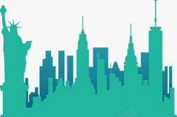 出国旅游海报美国纽约建筑剪影矢量图高清图片