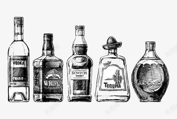 各种酒瓶png免抠素材_新图网 https://ixintu.com 手绘 插画 素描 酒插画 酒水 酒瓶 餐饮美食