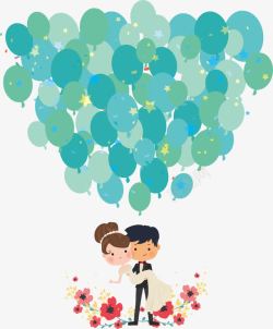 新婚请帖爱心气球束婚礼请帖高清图片