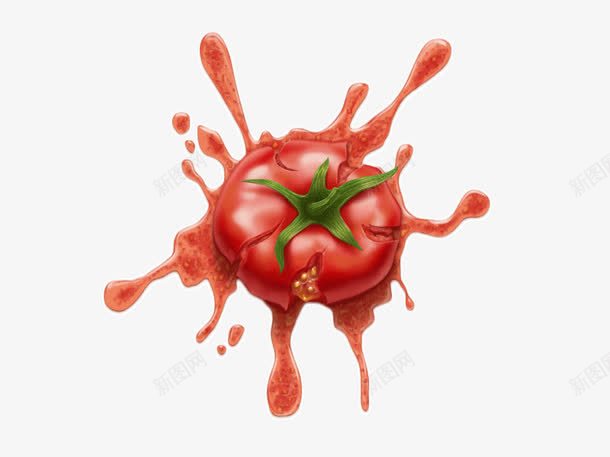 爆炸的番茄png免抠素材_新图网 https://ixintu.com 恶搞风 愚人节恶搞图 破坏 红色 蔬菜