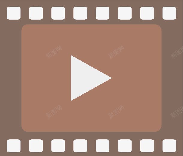 手绘棕色影片边框图标png_新图网 https://ixintu.com 三角形 手绘边框 播放键 方块 暂无视频ico 简约边框
