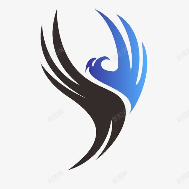 黑色蓝色合作LOGO图标png_新图网 https://ixintu.com 企业标识 创意 合作LOGO 合作logo 大气 简约 美观 蓝色 飞翔 黑色
