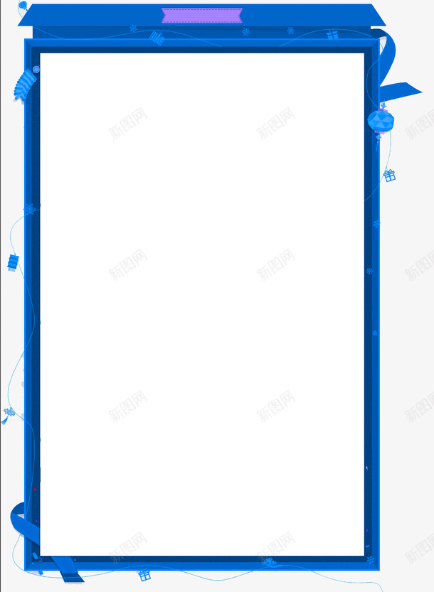 蓝色简约方框边框png免抠素材_新图网 https://ixintu.com 免抠PNG 方框 简约 线条 花纹 蓝色 装饰 边框