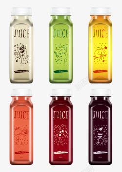 果汁瓶装玻璃瓶效果矢量图高清图片