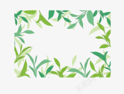茶叶卡通手绘绿色茶叶矢量图高清图片