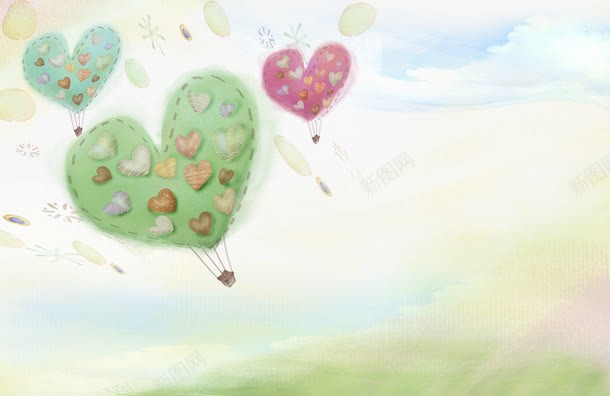 卡通手绘动画背景png免抠素材_新图网 https://ixintu.com 创意 动画 卡通 手绘 梦幻 爱心气球 背景