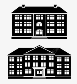 教学楼图标黑白风格扁平化校园教学楼图标高清图片